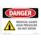 Signmission Safety Sign, OSHA Danger, 12" Height, 18" Width, Medical Gases High Pressure, Landscape OS-DS-D-1218-L-2174 - alternate 1